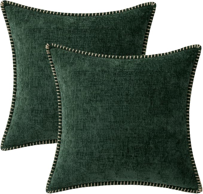 MIULEE Pack of 2 Christmas Pillow Covers 16x16 Inch Dark Green Farmhouse - Image 9