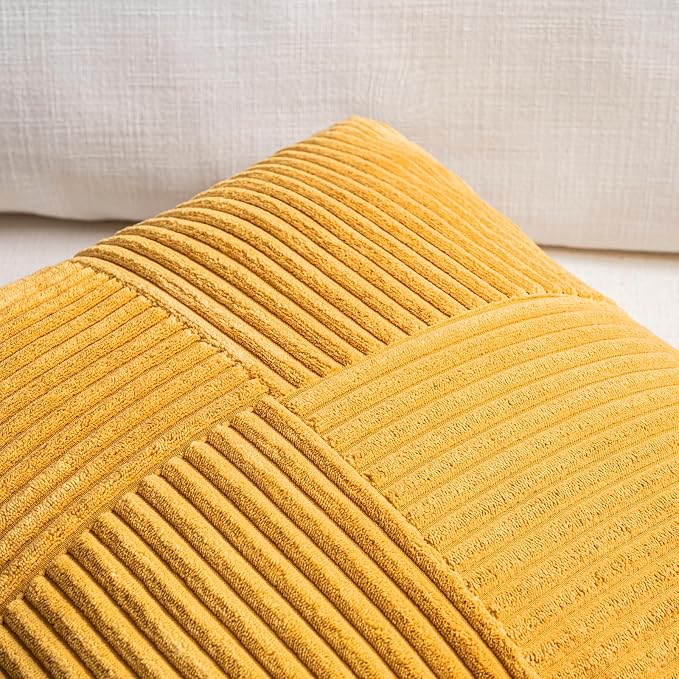 Fancy Homi 2 Packs Gold Yellow Big Decorative Throw Pillow Covers 24x24 Inch - Image 3