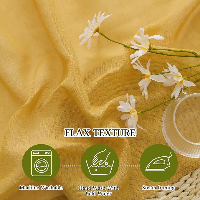 NICETOWN Citrine Linen Curtains 108 inches Long, Grommet Decorative Semi Sheer - Image 4