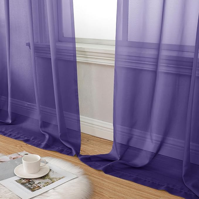 Aiyufeng Purple Sheer Curtains 72 Inch Length 2 Panels Set, Light Filtering - Image 8