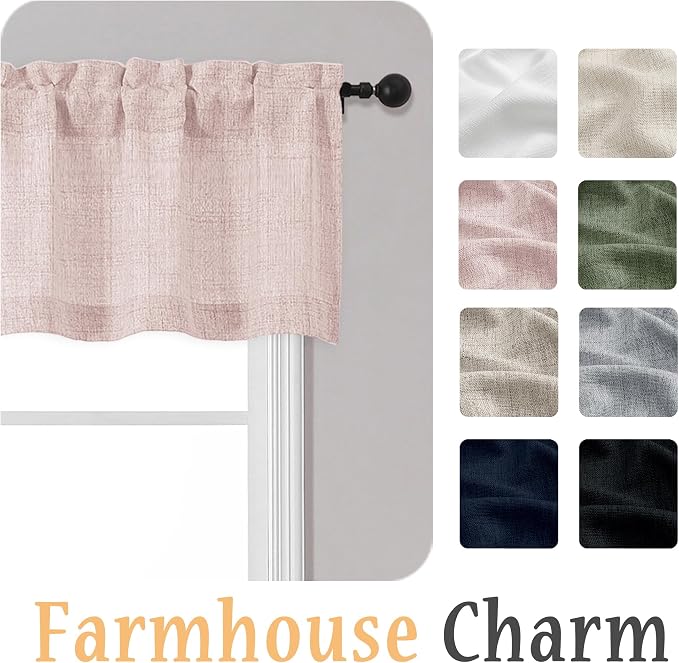 OWENIE Blush Pink Valances for Windows 1 Pcs 18 Inch Length, Light Filtering - Image 8