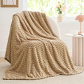 BEDELITE Fleece Blanket Twin for Bed Couch, 3D Jacquard Decorative Camel Throw by BEDELITE