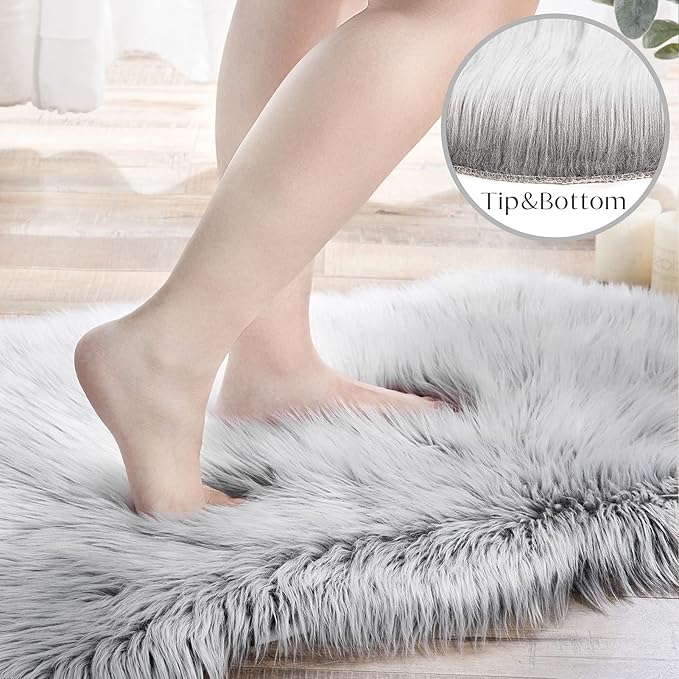 Ashler faux fur rug, Fluffy Shaggy Area Rug Ultra Soft 2.2 x 6 Feet Rectangle - Image 3