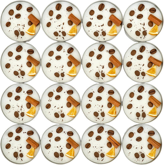 Coffee Scented Soy Wax Candle Favors with Hand-Placed Orange and Cinnamon Stick - Handmade Gift Set for Wedding Guest - Bridal Shower Baby Shower Birthday (20 Pieces)