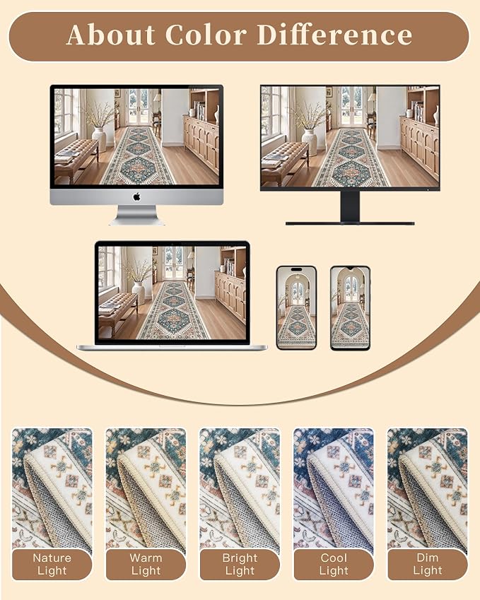 Madane Hallway Runner 3x8, Kitchen Rugs Washable Entryway Rug Vintage Kitchen - Image 10