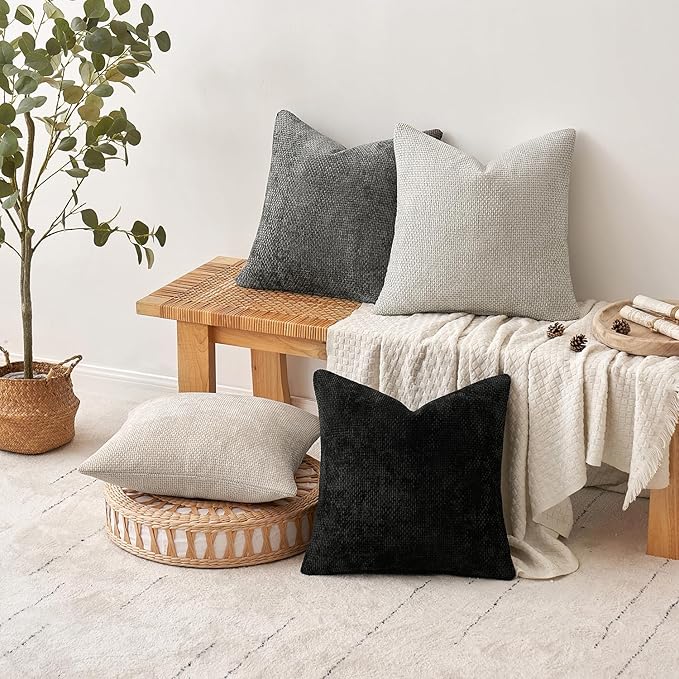 MIULEE Pack of 2 Couch Throw Pillow Covers 16x16 Inch Black Modern Boho Accent - Image 4