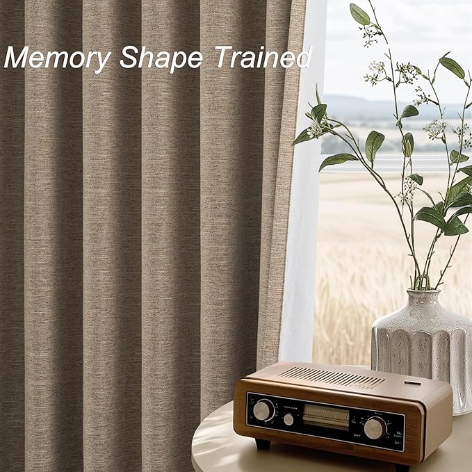 Topfinel Taupe Burlap Linen Blackout Curtains & Drapes 84 Inch Length 2 Panels - Image 4