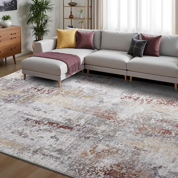 Toneed Abstract Area Rug Modern Washable Rug Soft Non Slip Rug Low Pile - Image 3