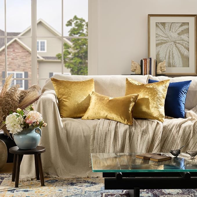GIGIZAZA Gold Velvet Pillow Covers 16x16 - Image 9