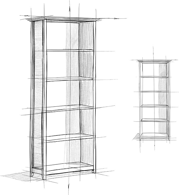 SIMPLIHOME Amherst Bookcase - 70 inch Tall 5-Shelf Solid Wood Bookshelf in Rustic Natural Aged Brown, Transitional Storage for Living Room, Study or Office with Adjustable Shelves and Tapered Legs
