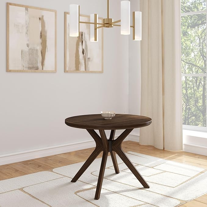 Plank+Beam Verso Round Dining Table, 38 Inch Solid Walnut Kitchen & Dining Room Table