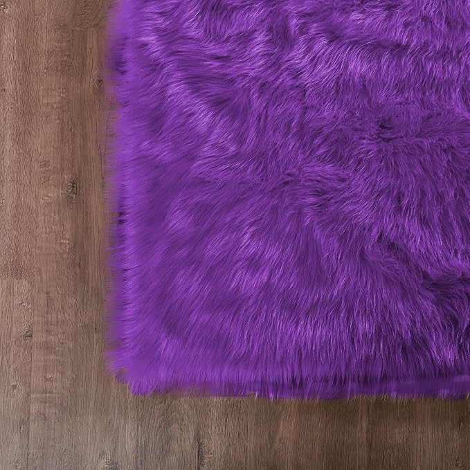 Goolela Purple Fluffy Fuzzy Rug 3x5 Faux Fur Furry Shag Rug - Image 5