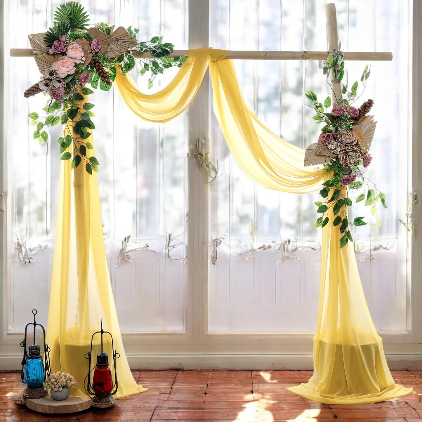 MDS Halloween Chiffon Draping Fabric - 1 Panel, 30" Wide x 20ft Long - Sheer Spooky Arbor & Canopy Drapery for Haunted House Backdrops, Party Ceilings, DIY Costumes & Themed Events - Gold