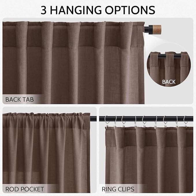 Cappuccino Linen Curtains 80 Inch Length - Image 2
