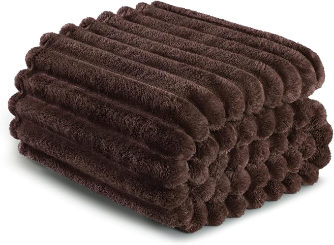 Exclusivo Mezcla Twin Size Flannel Fleece Blanket, Super Soft Striped Jacquard - Image 6