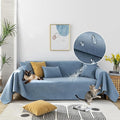 STACYPIK 100% Waterproof Blue Couch Cover for Pets, Sectional L Shape Sofa Cover for 2 Cushion Couch, Anti-Cat Scratch Furniture Protector Cover, Anti Slip Sofa Throw Cover for Dogs Kids-71x71IN