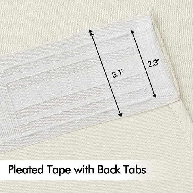MIULEE Beige White Back Tab Blackout Curtains 102 Inch Long 2 Panels Set - Image 4