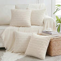 Fancy Homi 4 Packs Boho Cream Decorative Throw Pillow Covers 24x24 Inch by Fancy+Homi