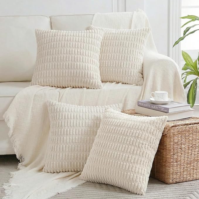 Fancy Homi 4 Packs Boho Cream Decorative Throw Pillow Covers 20x20 Inch by Fancy+Homi