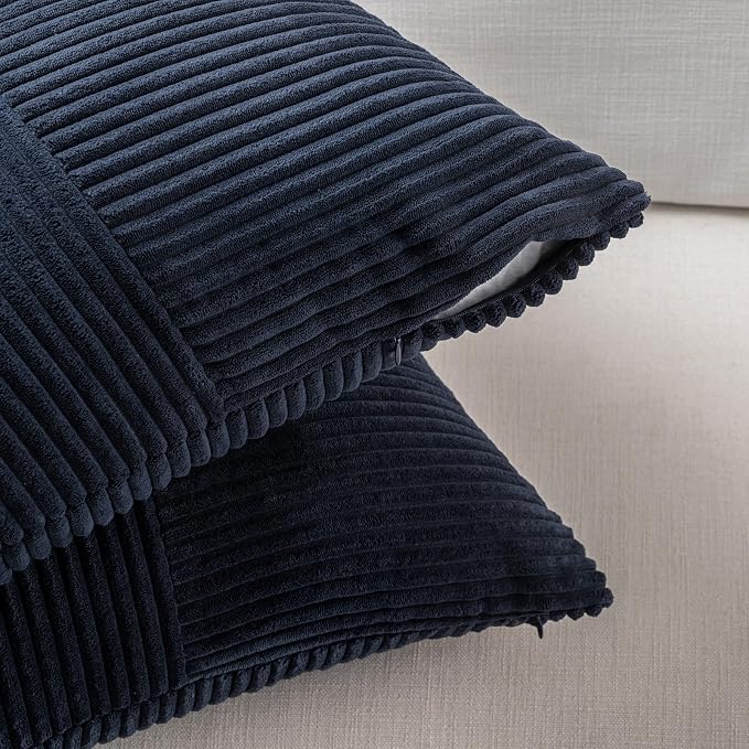 Fancy Homi 2 Packs Navy Blue Samll Decorative Throw Pillow Covers 12x12 Inch - Image 4