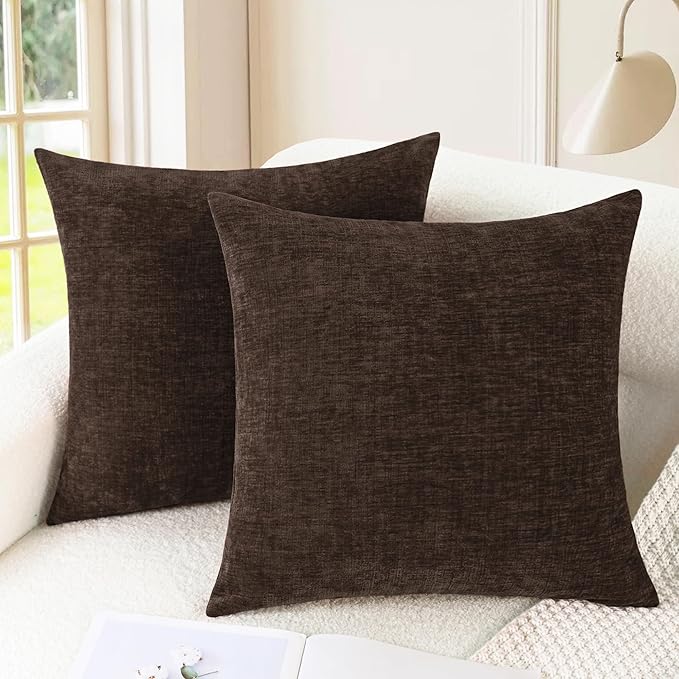 CaliTime Throw Pillow Covers Decorative 18 X 18 Inches Pack of 2 Cozy Chenille by CaliTime