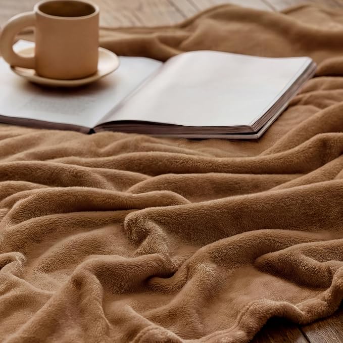 Bedsure GentleSoft Orange Fleece Blankets Queen Size - Image 5