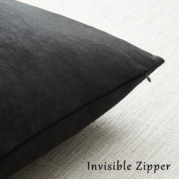 GIGIZAZA Black Velvet Pillow Covers 22x22, Decorative Square Throw Pillows - Image 4