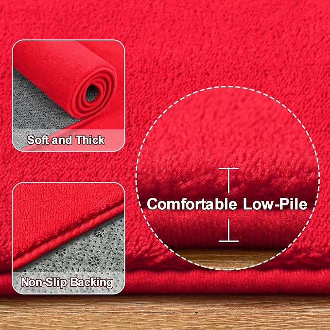 Amearea Red Round Area Rugs 5ft Washable Circle Rugs - Image 3
