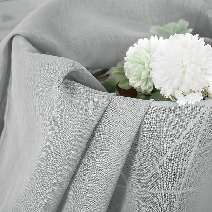 Tollpiz Sheer Curtains Linen Textured Bedroom Curtain Sheers Light Filtering - Image 6