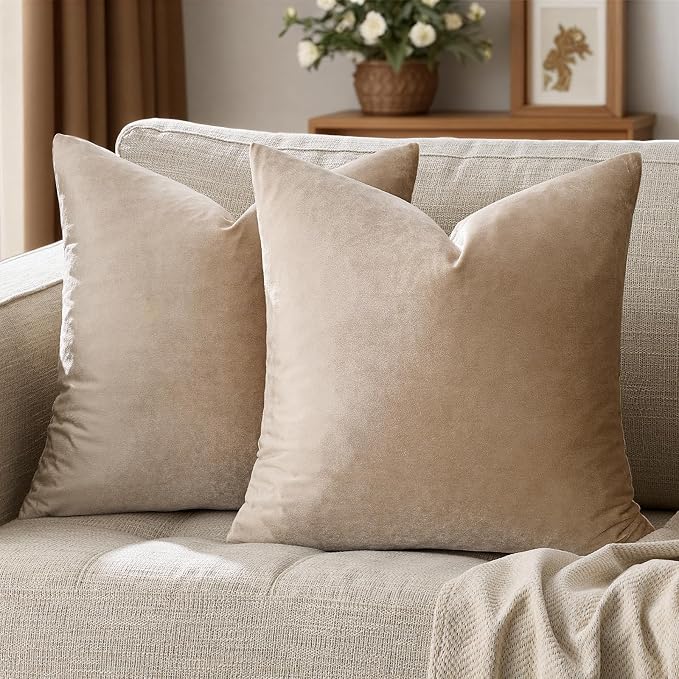 GIGIZAZA Decorative Throw Pillow Covers 24x24, Velvet Pillow Square Cushion by GIGIZAZAFocusingonhomedecoration