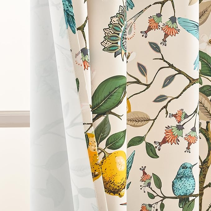 Topfinel Beige Kitchen Tier Curtains 36 Inches Long Botanical Floral - Image 5