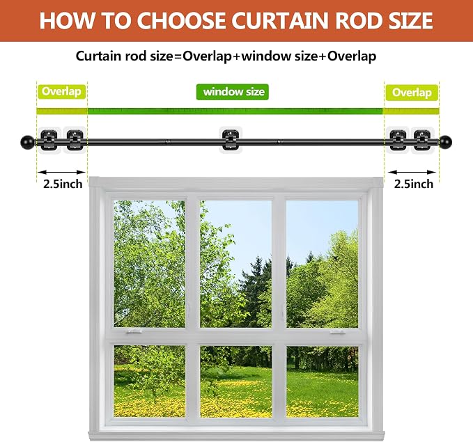 Curtain Rods No Drilling for Windows Set 66 to 120-128 Inch, 5/8 Inch Diameter - Image 6