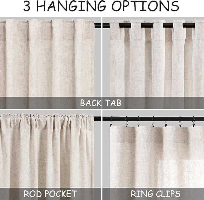 Nanspring 30 Inch Long Beige Curtains - Image 2