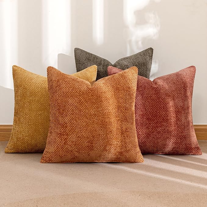 MIULEE Pack of 4 Orange/Yellow Couch Throw Pillow Covers 20x20 Inch Halloween - Image 5