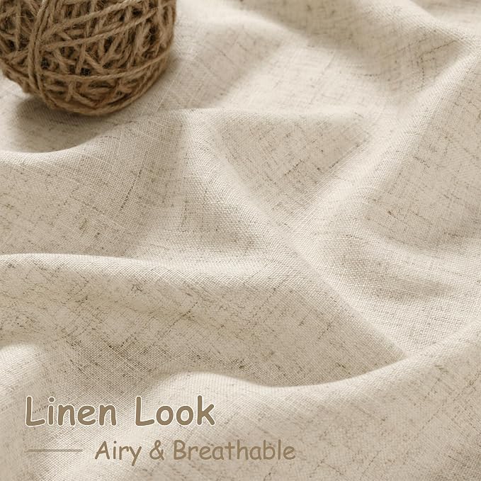 Nanspring Beige Semi Sheer Linen Curtains 72 inch Length - Image 5