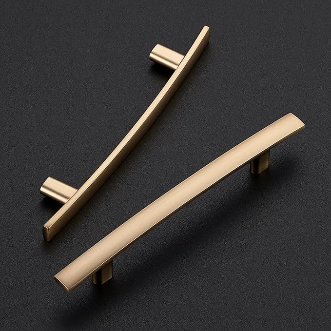 30 Pack Cabinet Handles 4" Hole Center - Curved Cabinet Pulls Champagne Bronze Drawer Pulls for Kitchen Cupboard Solid Handles for Dresser Drawer Arch Closet Hardware