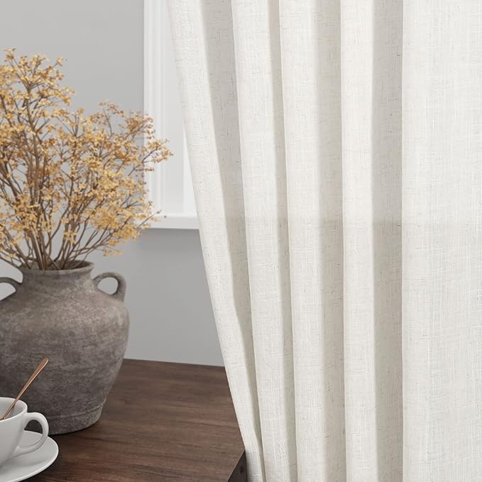 Cream Linen Curtains 139 Inches Long - Image 4