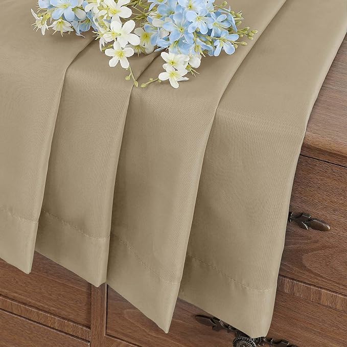 Taupe Small Sheer Curtains Tier 24 Inches Length 2 Pieces, Light Filtering Cafe - Image 6
