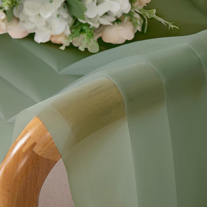Aiyufeng Sage Green Sheer Curtains 36 inches Long 2 Panels, Rod Pocket - Image 2