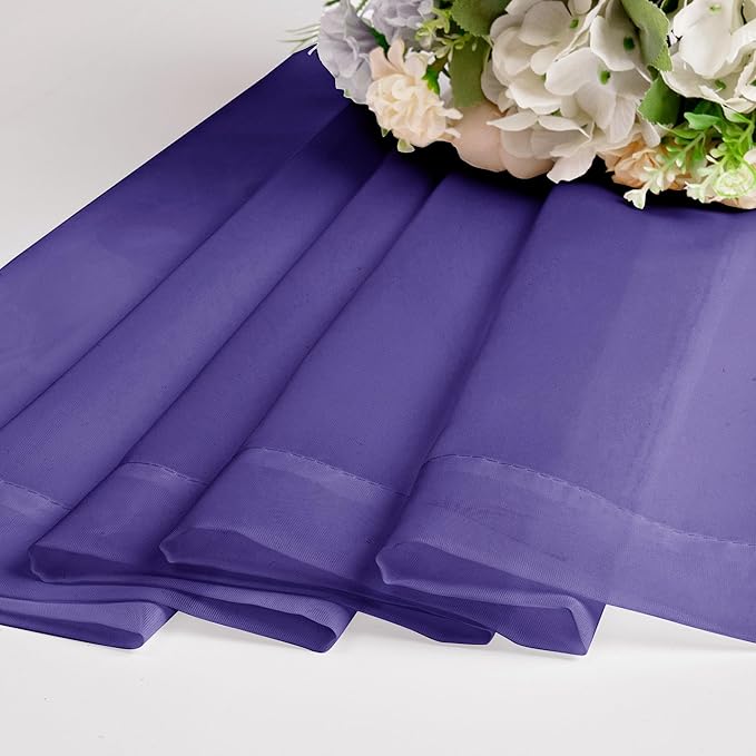 Chyhomenyc Purple Sheer Curtains 54 Inch Long 2 Panels, Light Filtering Rod - Image 4