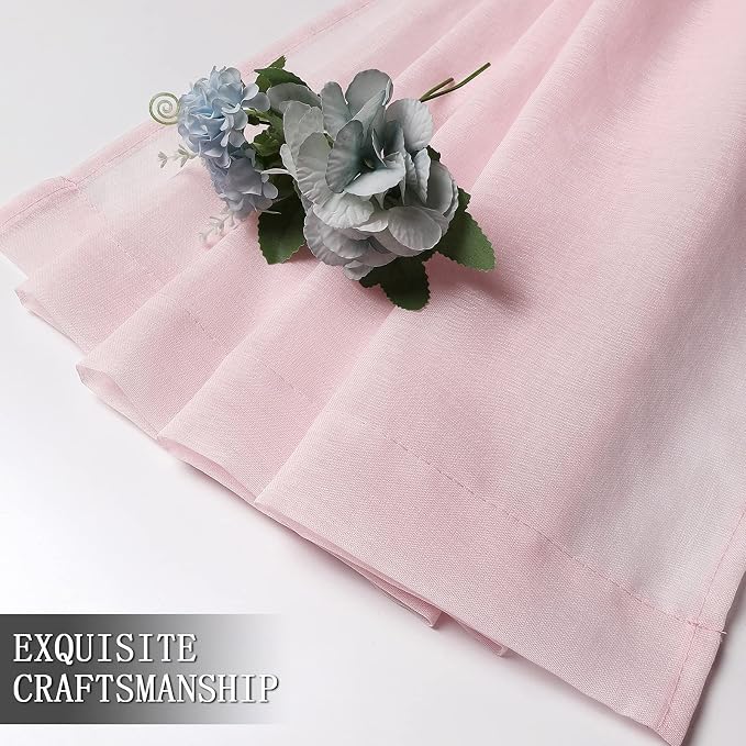 Tollpiz Short Sheer Tier Curtains Linen Textured Half Kitchen Curtain Sheers - Image 7