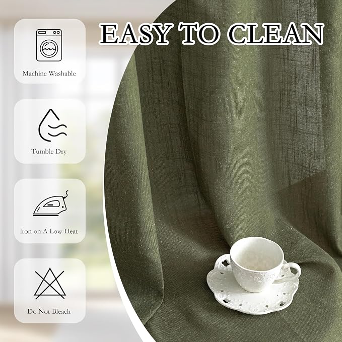 MYSKY HOME 95 Inch Semi Sheer Sliding Door Curtains Farmhouse Light Filtering - Image 7