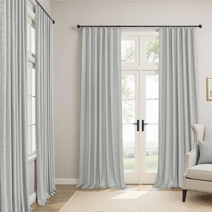 Pitalk 45 Inch Length Blackout Curtains Set of 2 Panels Back Tab Linen Cotton - Image 6