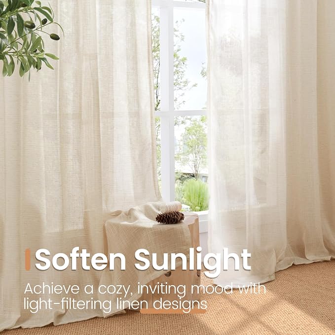BGment Natural Linen Curtains 45 Inch Length - Image 5