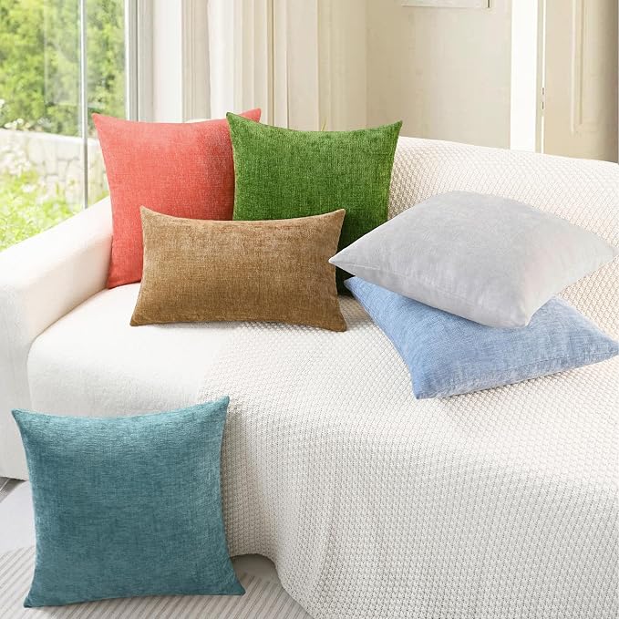 CaliTime Throw Pillow Covers Decorative 22 X 22 Inches Pack of 2 Cozy Chenille - Image 4