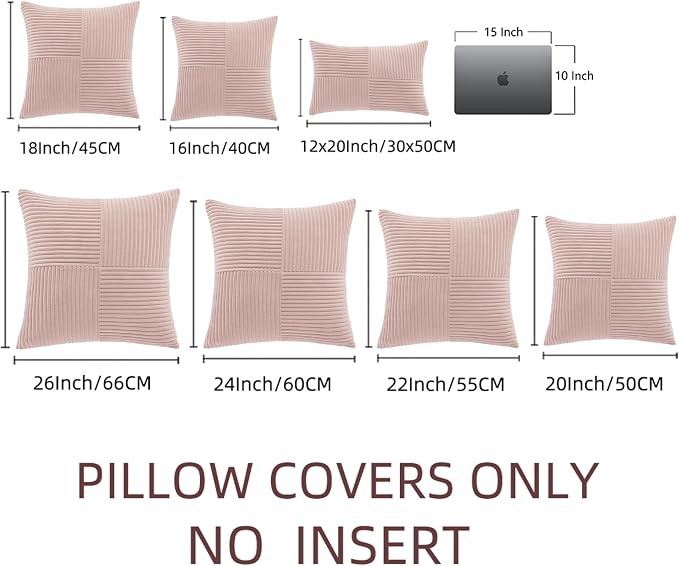 Fancy Homi 2 Packs Blush Pink Decorative Throw Pillow Covers 20x20 Inch - Image 8
