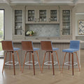 Armen Living Vienna Modern Swivel 30" Bar Height Barstool with Vintage Blue Faux Leather and Walnut Wood Finish