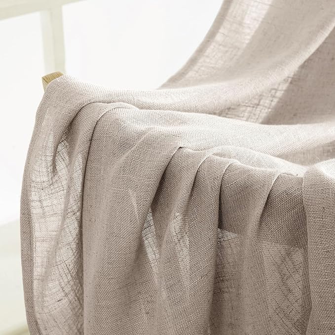 MIULEE Natural Linen Curtains 63 Inch Length 2 Panels - Image 6