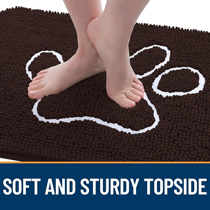 OLANLY Dog Door Mat for Muddy Paws 47x24, Paw Print Design, Absorbs Moisture - Image 4