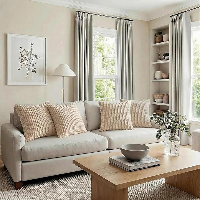 Fancy Homi 4 Packs Tan Decorative Throw Pillow Covers 22x22 Inch - Image 6